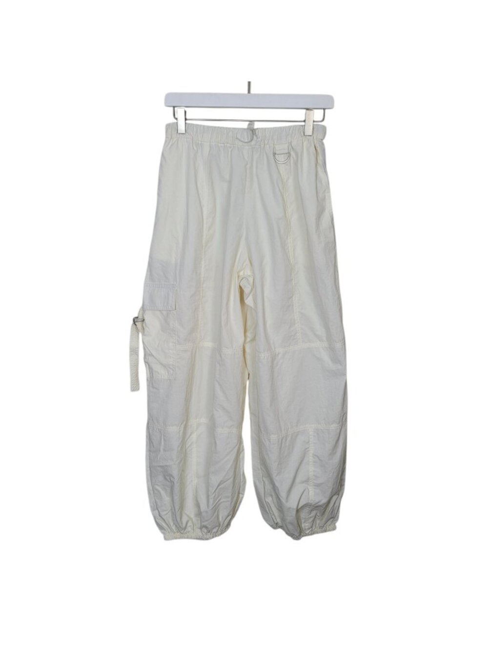Urban Outfitters Cream Parachute Balloon Leg Cargo Pants Cropped Sz Small NWT
